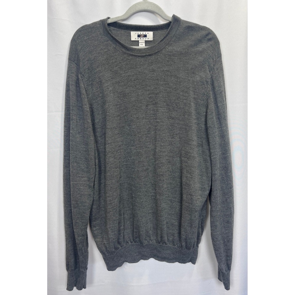 Joseph Abboud Mens XXL Gray 100% Merino Wool Crewneck Sweater Modern Fit